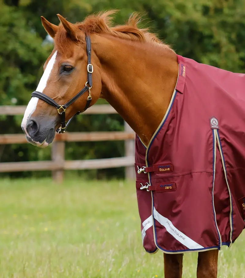 Buster Zero Turnout Rug With Classic Neck Cover Burgundy 2
