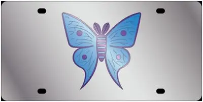 Butterfly Stainless Steel License Plate (Chrome) 1
