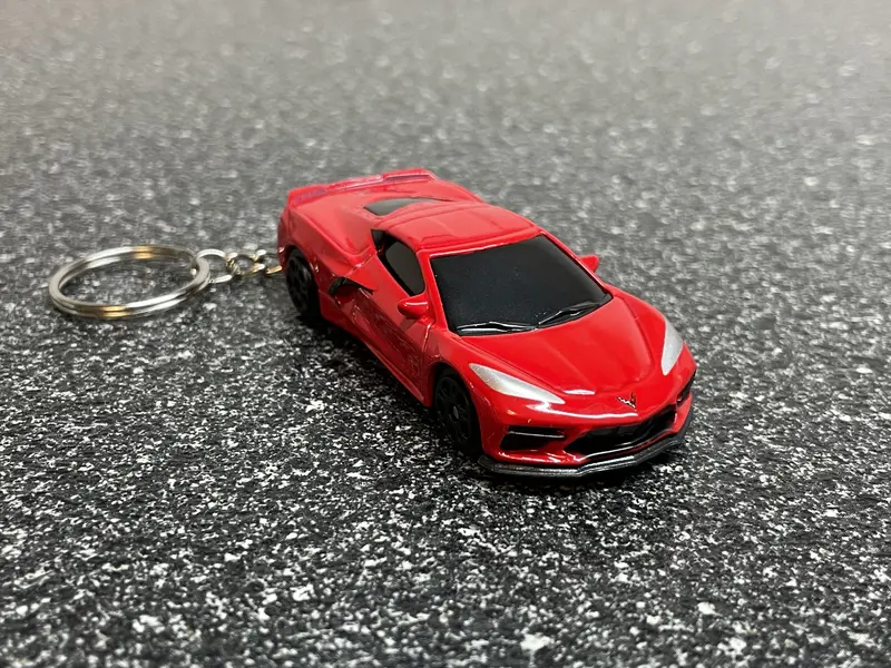 C8 Corvette Stingray Red Z51 Keychain Diecast Car Hot Wheels Matchbox 1