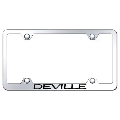 Cadilac Deville Laser Etched Logo Wide Body License Plate Frame (Chrome) 1