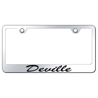Cadilac Deville Laser Etched Script Stainless Steel License Plate Frame (Chrome) 1