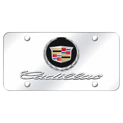 Cadilac Dual Logo License Plate (Chrome On Mirrored) 1
