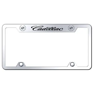 Cadilac Laser Etched Stainless Steel Truck Cut-Out License Plate Frame (Chrome) 1