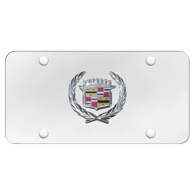 Cadilac Logo License Plate (Chrome On White) 1