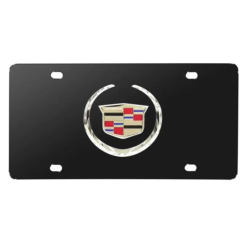 Cadillac Chrome Logo License Plate (Black) 1