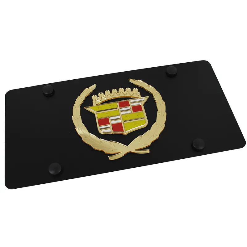 Cadillac Classic Logo License Plate (Gold On Black) 1