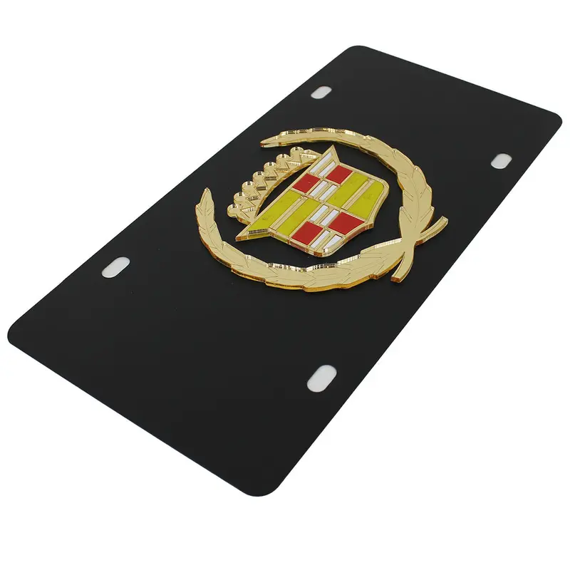 Cadillac Classic Logo License Plate (Gold On Black) 2