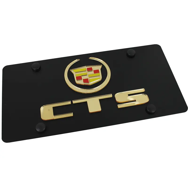 Cadillac Cts Logo License Plate (Gold On Black) 1