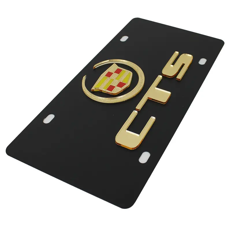 Cadillac Cts Logo License Plate (Gold On Black) 2