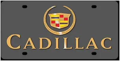 Cadillac Dual Logo Carbon Steel License Plate (Black) 1