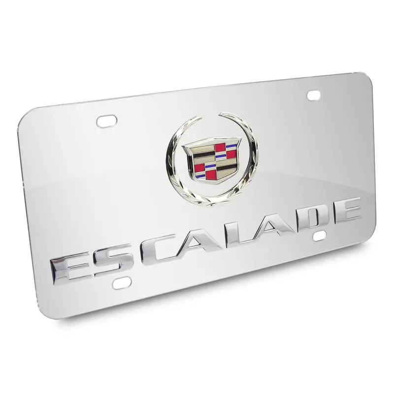 Cadillac Dual Logo Escalade Name License Plate (Chrome) 1