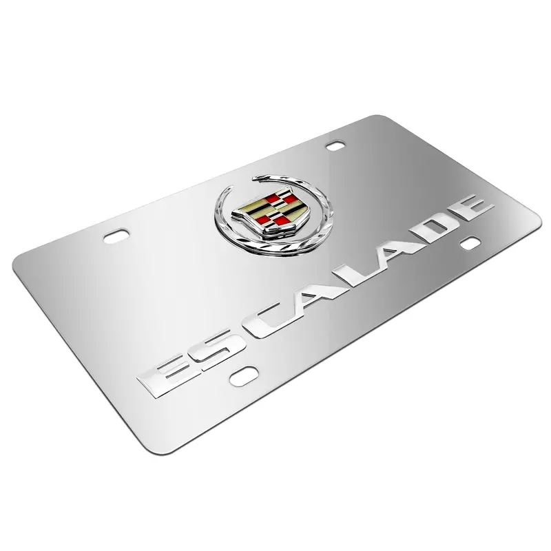 Cadillac Dual Logo Escalade Name License Plate (Chrome) 2