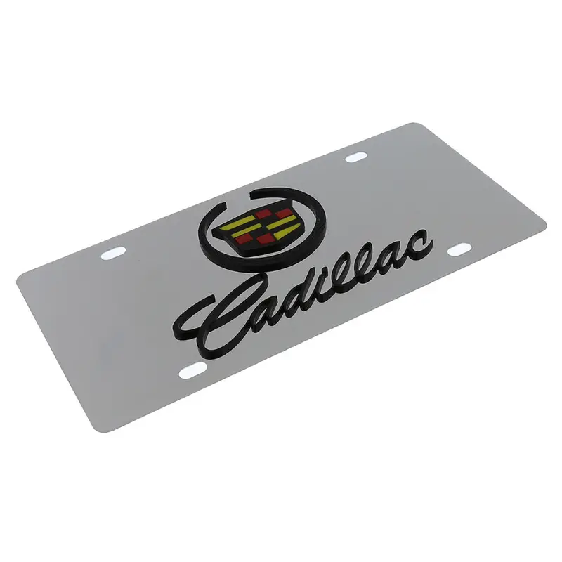 Cadillac Dual Logo License Plate (Black On Chrome) 2