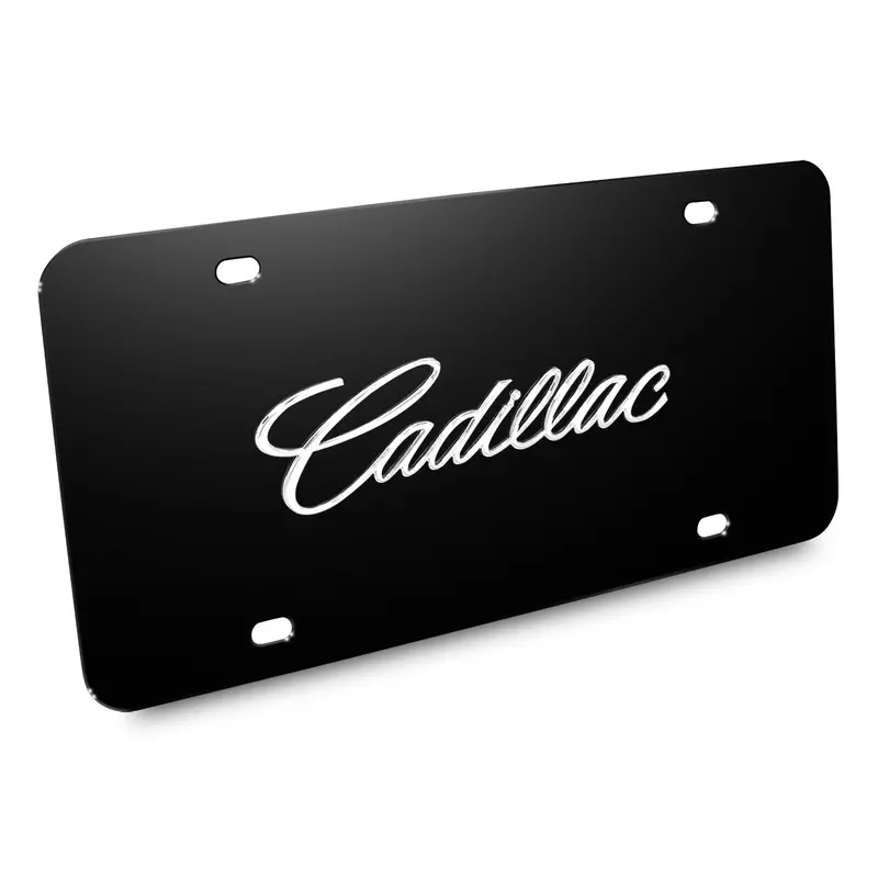 Cadillac License Plate (Chrome On Black) 1