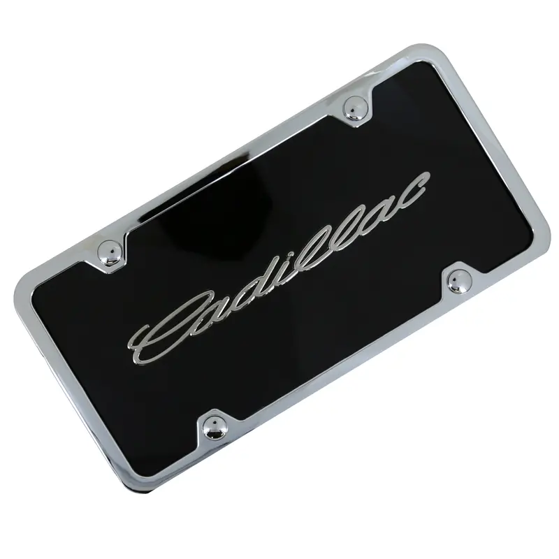 Cadillac License Plate Kit (Chrome On Black) 1