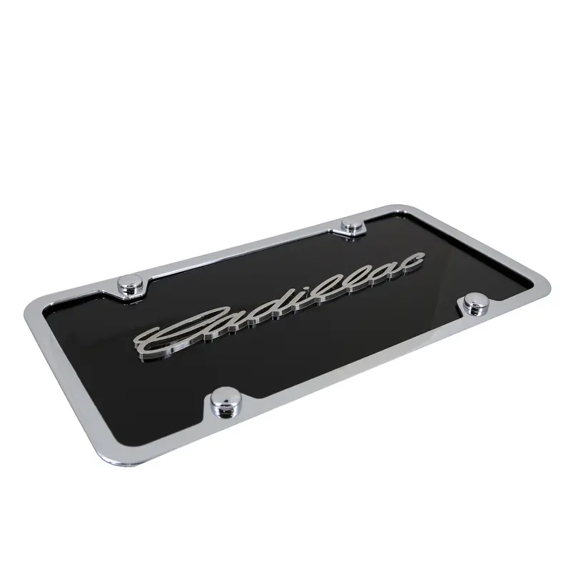 Cadillac License Plate Kit (Chrome On Black) 2