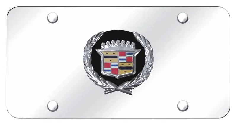 Cadillac Logo License Plate (Black On Chrome) 1