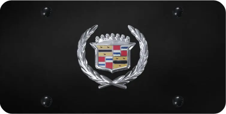 Cadillac Logo License Plate (Chrome On Black) 1