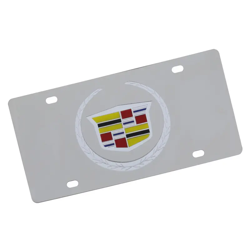 Cadillac Logo License Plate (Silver On Chrome) 1