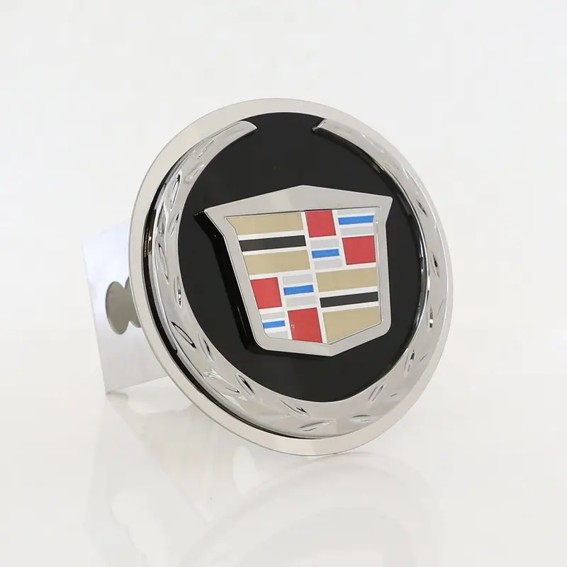 Cadillac New Logo Tow Trailer Hitch Cover Plug (Black On Chrome) 1