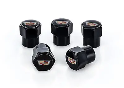 Cadillac New Logo Valve Stem Caps (Black) 1