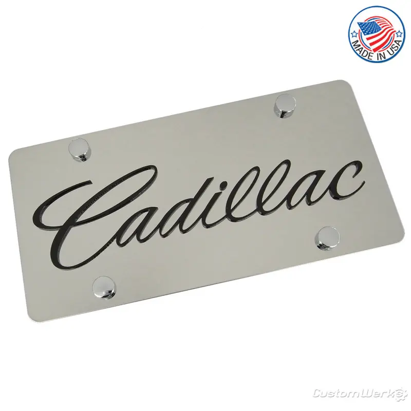Cadillac Script License Plate (Chrome) 1