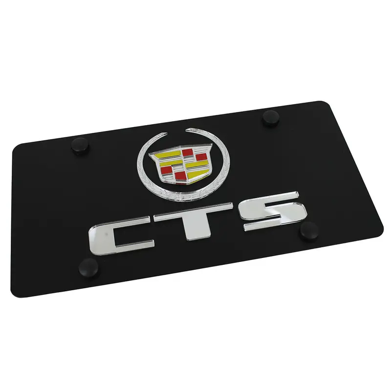 Cadillac Silver Dual Logo Cts License Plate (Black) 1