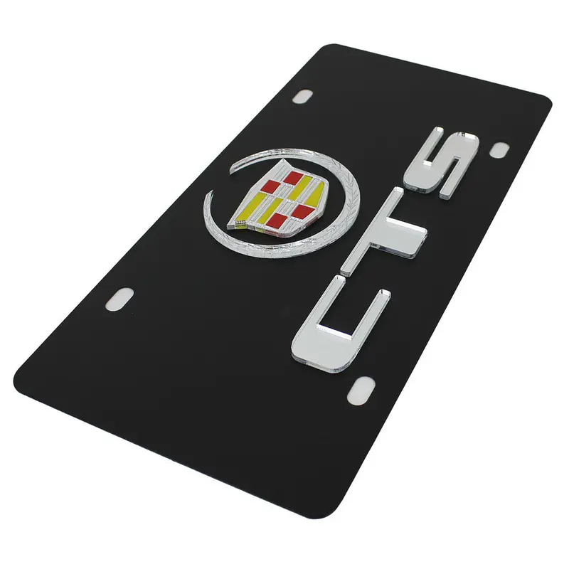 Cadillac Silver Dual Logo Cts License Plate (Black) 2