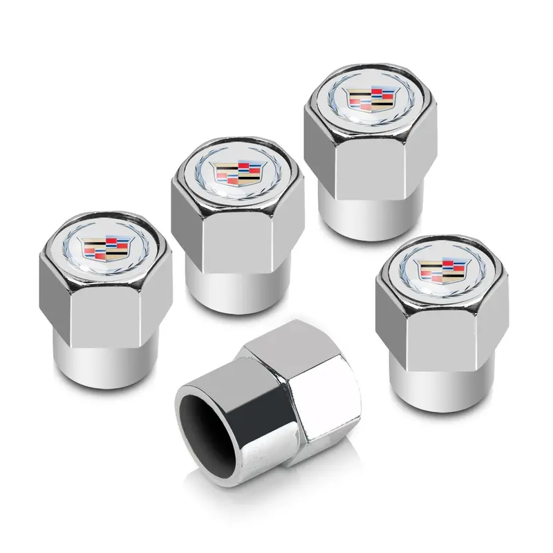 Cadillac Tire Stem Valve Caps Set (Chrome) 1