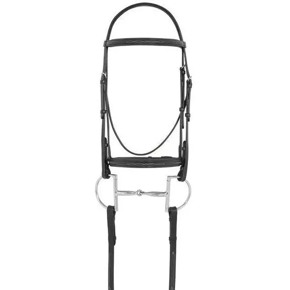 Camelot Fancy Raised Padded Bridle With Laced Reins-Black 1
