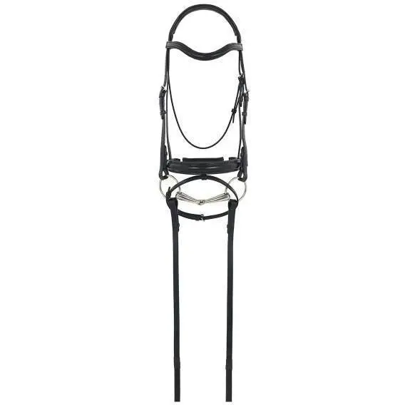 Camelot Gold Rcs Snaffle Dressage Bridle With Crank Flash Noseband And Reins 1