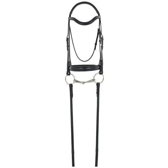 Camelot Gold Rcs Snaffle Dressage Bridle With Crank Noseband And Reins 1