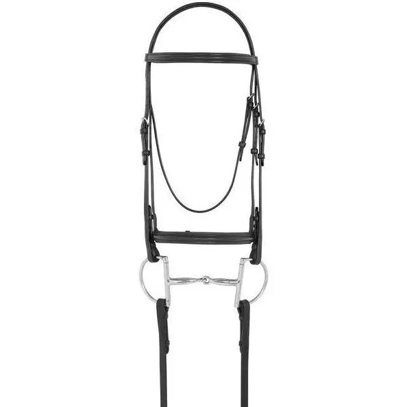 Camelot Plain Raised Padded Bridle With Laced Reins-Black 1