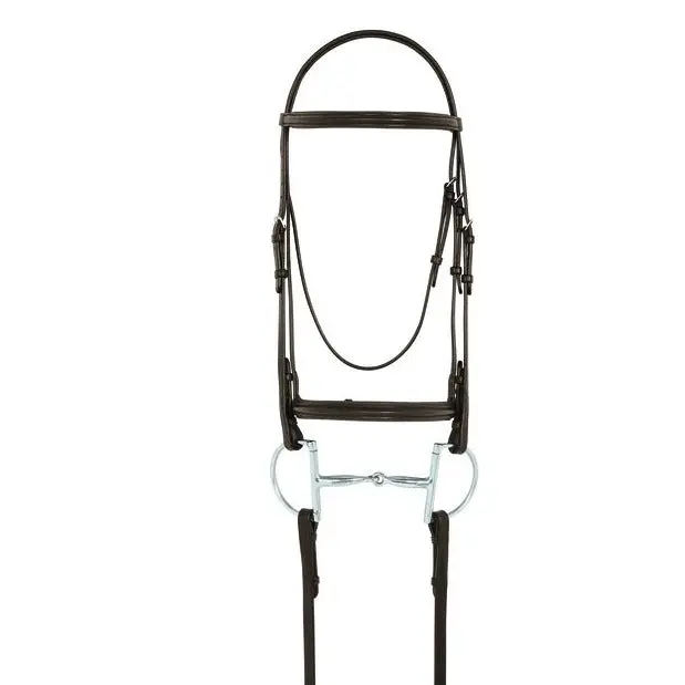 Camelot Plain Raised Padded Bridle With Laced Reins-Brown 1