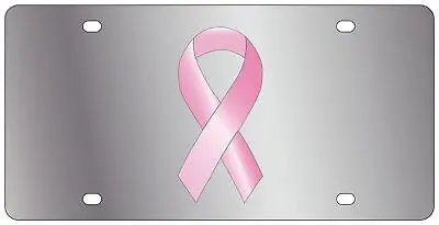 Cancer Ribbon Stainless Steel License Plate (Chrome) 1