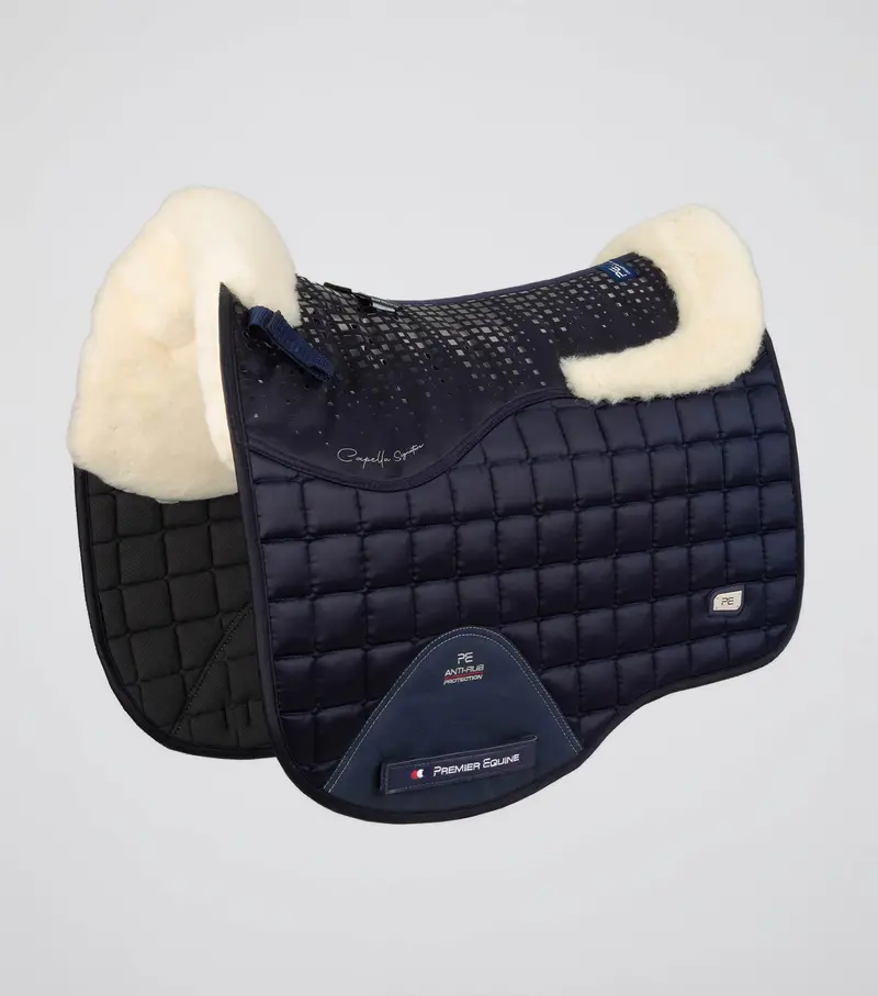 Capella Close Contact Merino Wool Dressage Square Navy/Natural Wool 1