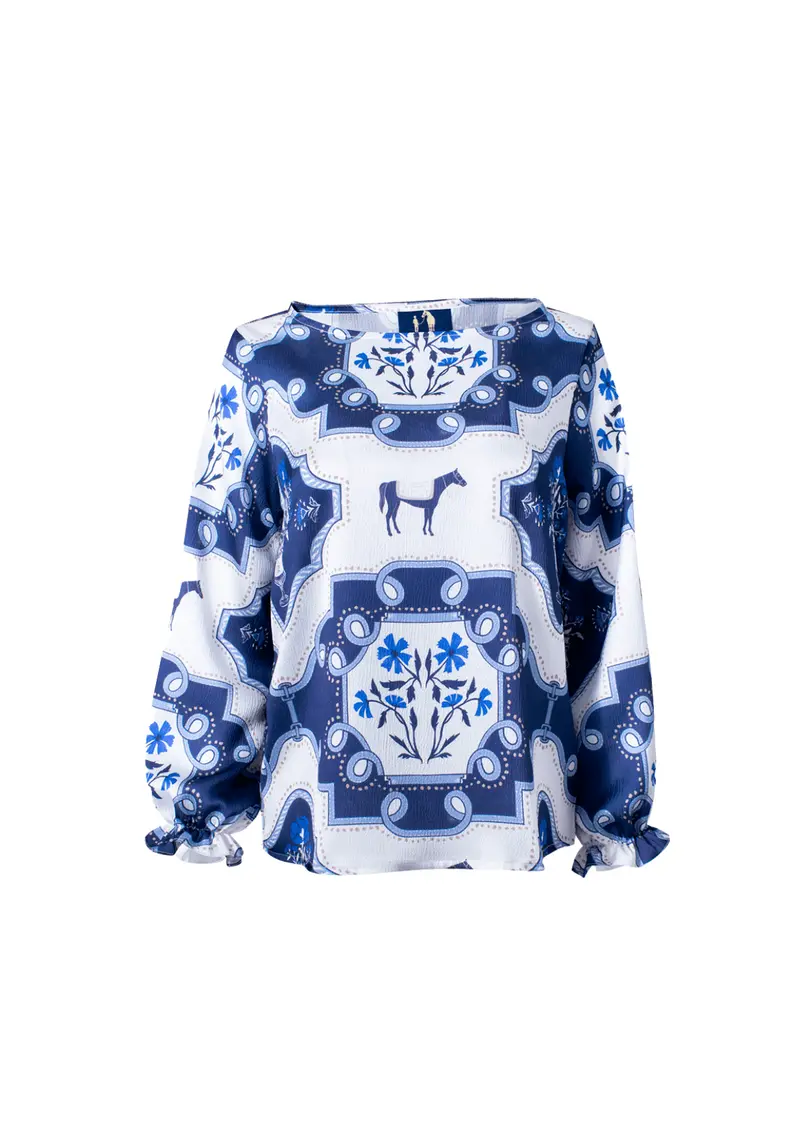 Caravelle Blouse | Veranda Print | Blue & White 1
