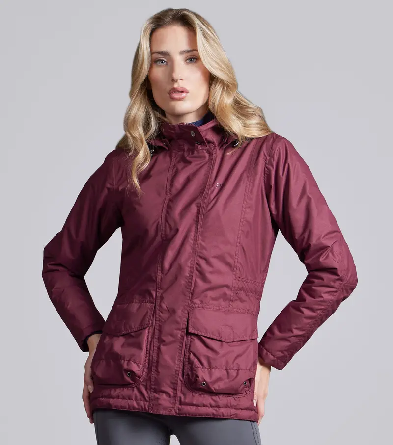 Cascata Ladies Waterproof Coat Wine 1