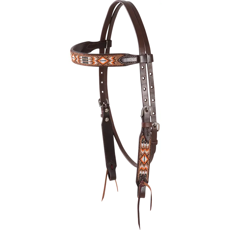 Cashel Tan And Orange Beaded Browband Headstall 1