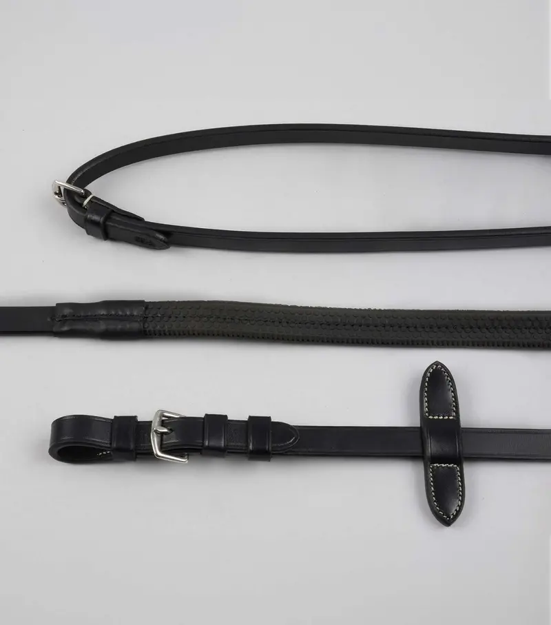 Cassano Rubber Grip Reins Black 1