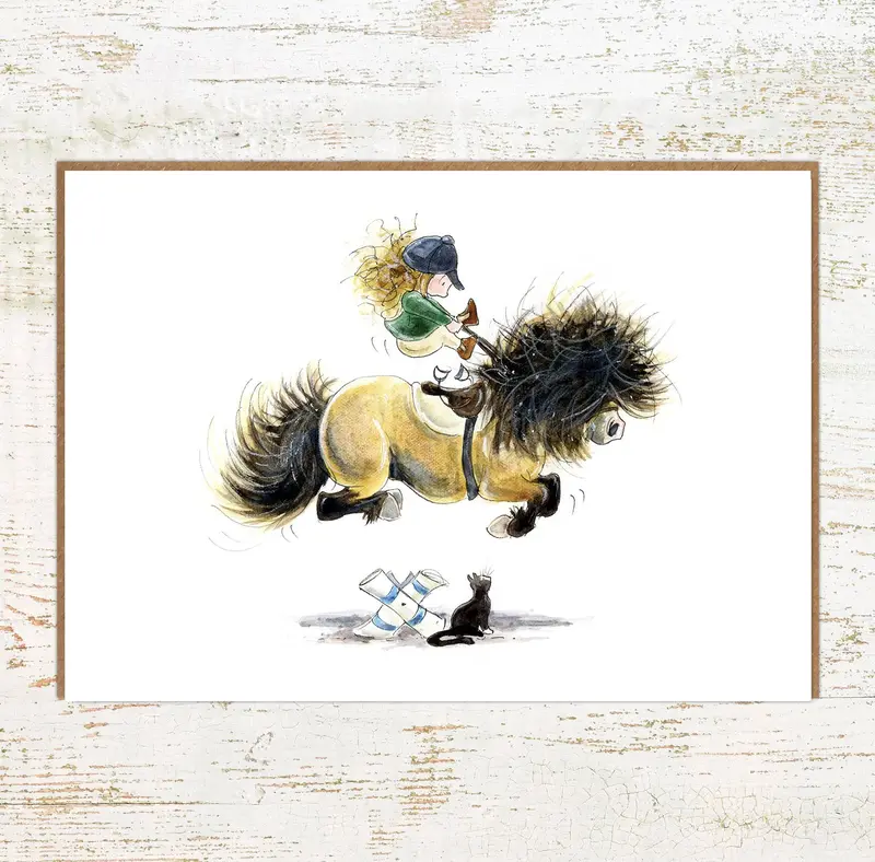 Cat Leap Greeting Card 1