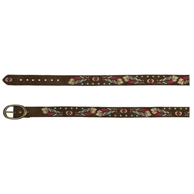 Catchfly Girl's Embroidered Feather Belt 1