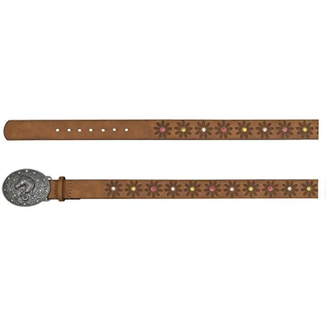 Catchfly Girl's Flower Motif Brown Belt 1