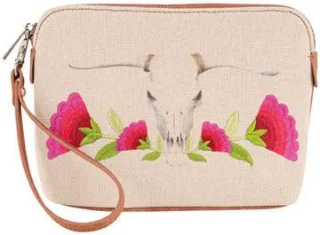 Catchfly Skull With Flowers Cosmetic Bag 1
