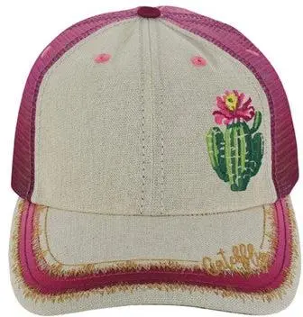 Catchfly Women's Pink Blooming Saguaro Ponytail Ball Cap 1