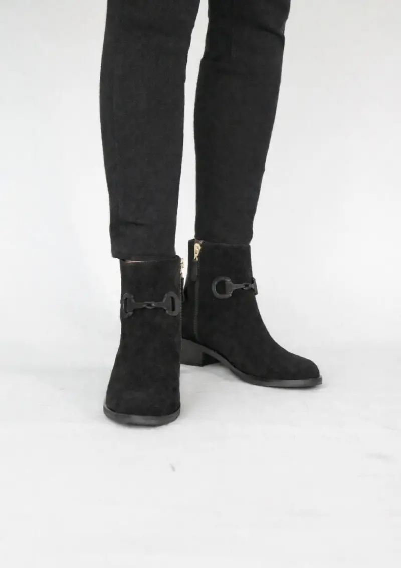 Cavalia Flat Ankle Boots | Suede | Black 1
