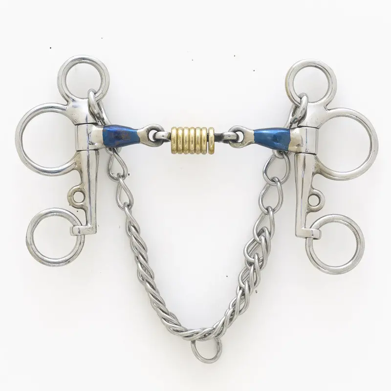 Centaur Stainless Steel Tom Thumb Pelham With Double Jointed Mouth And Loose Brass Roller Disks 1