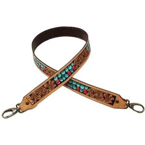 Challenger Antique Floral Tooled Leather Replacement Shoulder Strap 1