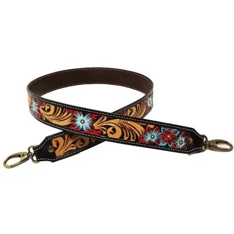 Challenger Hand Tooled Floral Multicolor Leather Replacement Shoulder Strap 1