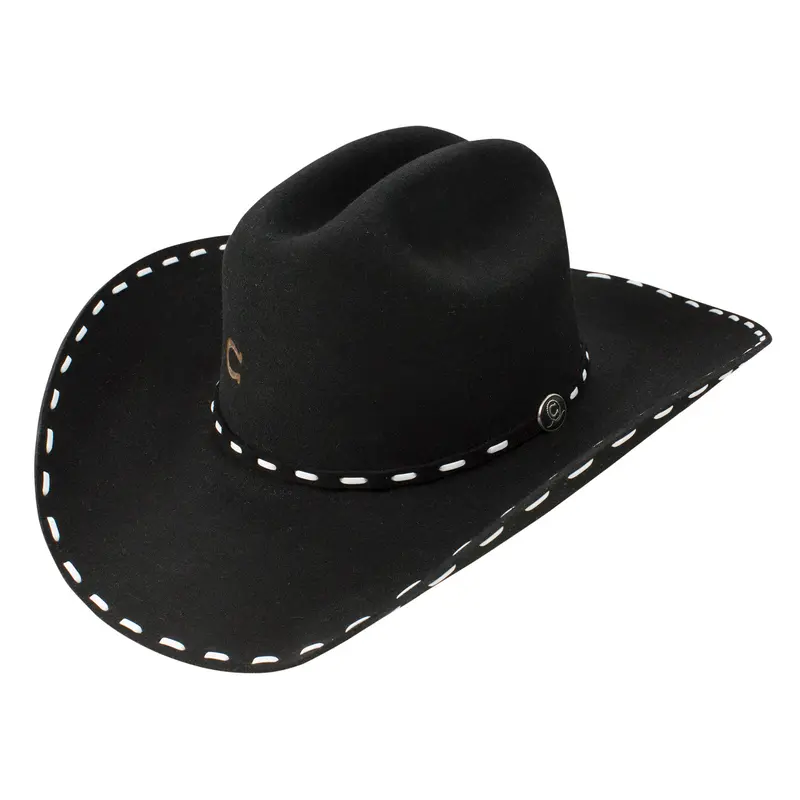 Charlie 1 Horse Ladies Black Bucksnort Hat With Buckstitch 3